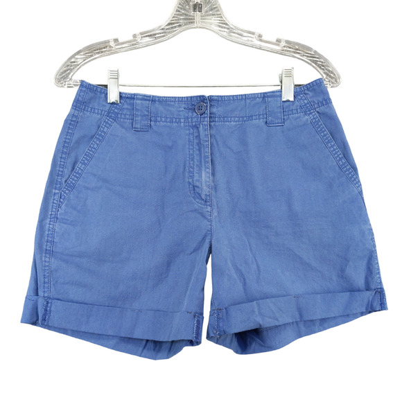 Talbots Womens Stretch Chino Shorts Blue Size 4 Slash Pockets Cotton - Picture 1 of 13